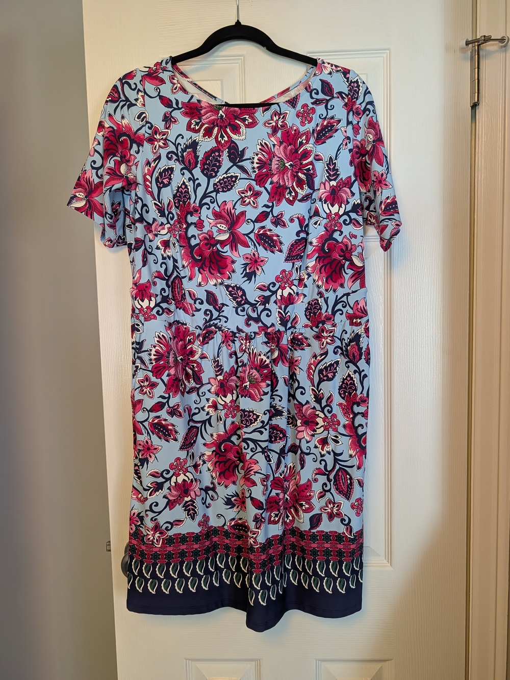 Talbots Light Blue Dress with Pink Floral Print